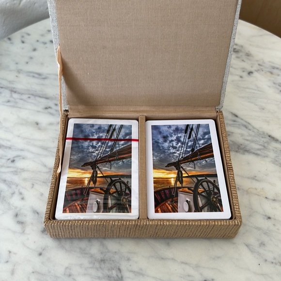 EUC Vintage double playing card deck holder case poker embellished beaded - Picture 4 of 7